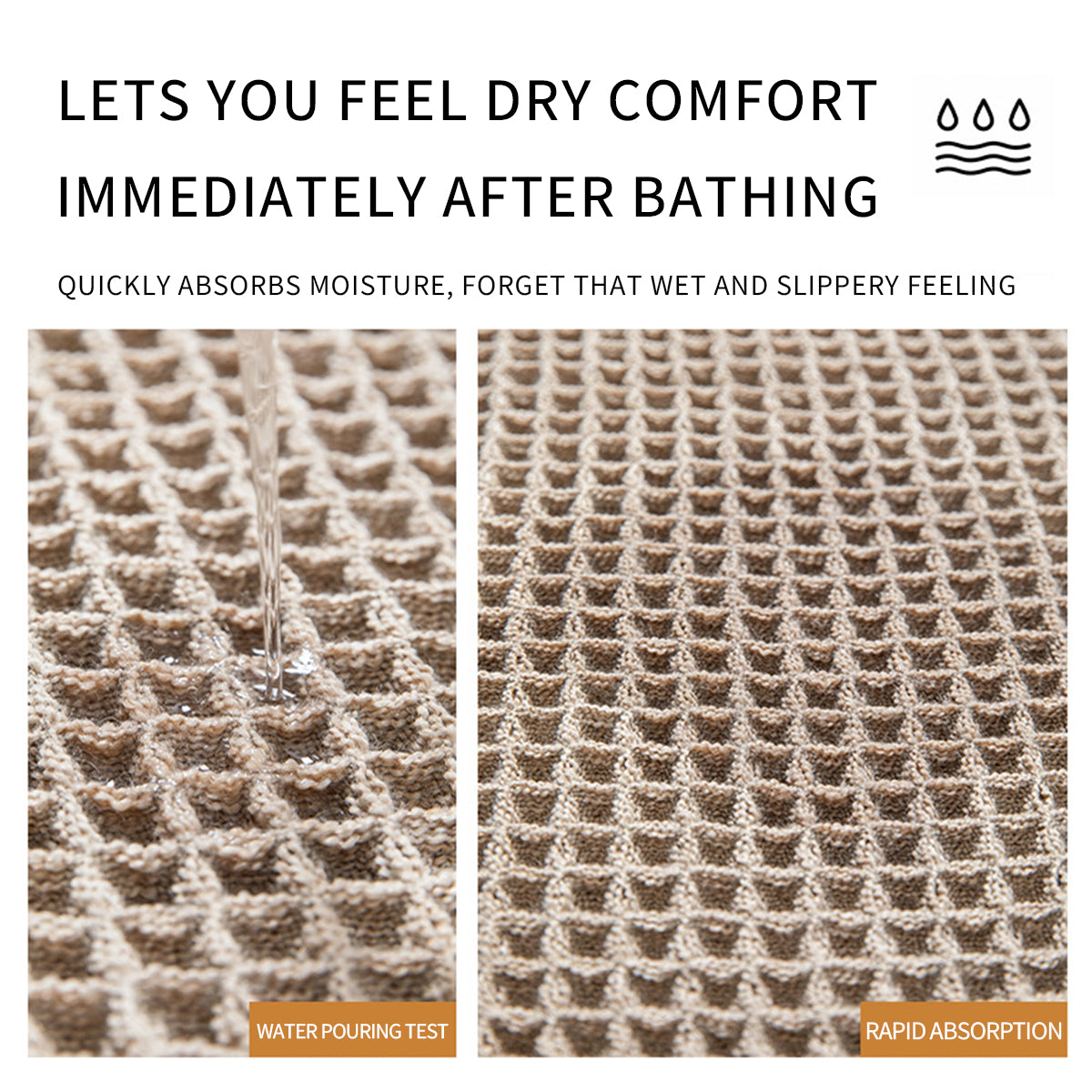 Liveonus Upgraded Waffle Weave Absorbent Non Slip Bath Mat