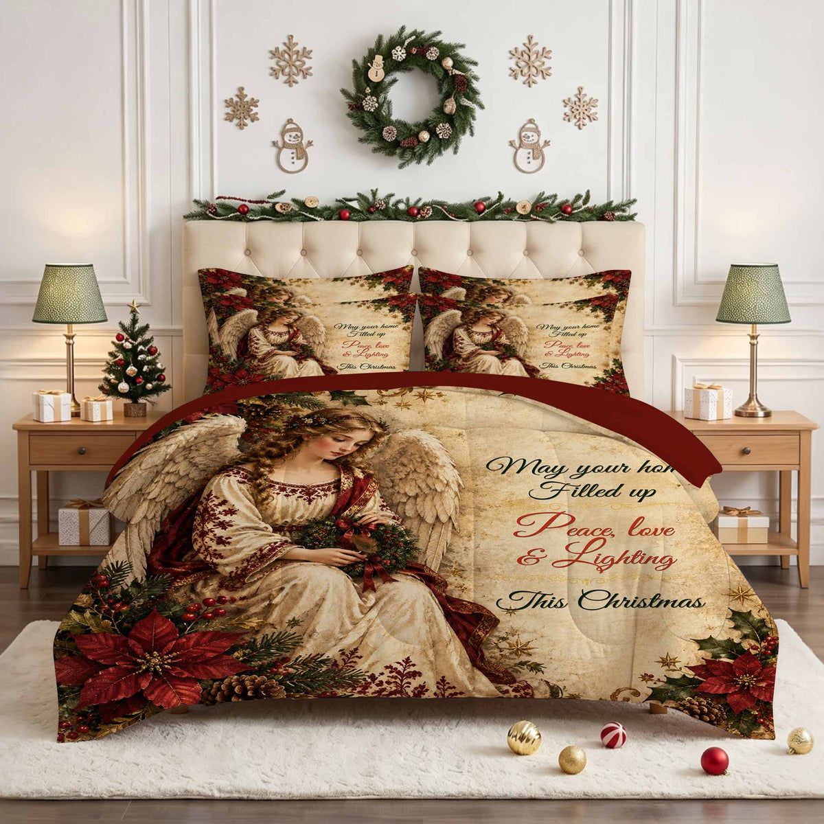 7-Piece Vintage Christmas Angel Comforter Set