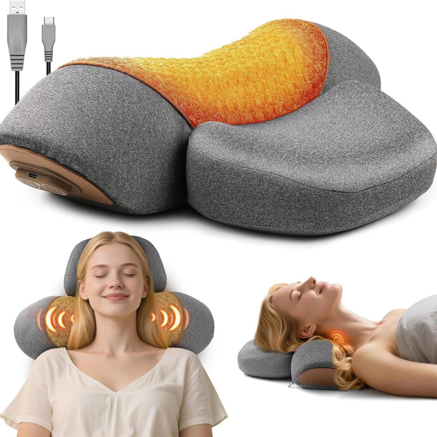 3-in-1 Heated Ergonomic Support Massager Pillow