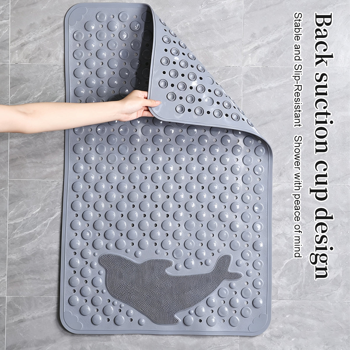 Liveonus Shower Mat Non Slip with Dolphin Foot Scrubber
