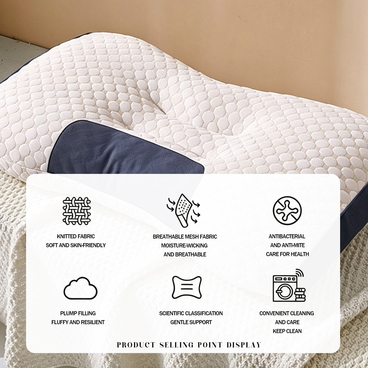 3D Bubble Knit Non-Collapse Ergonomic Partition Support Contour Pillow