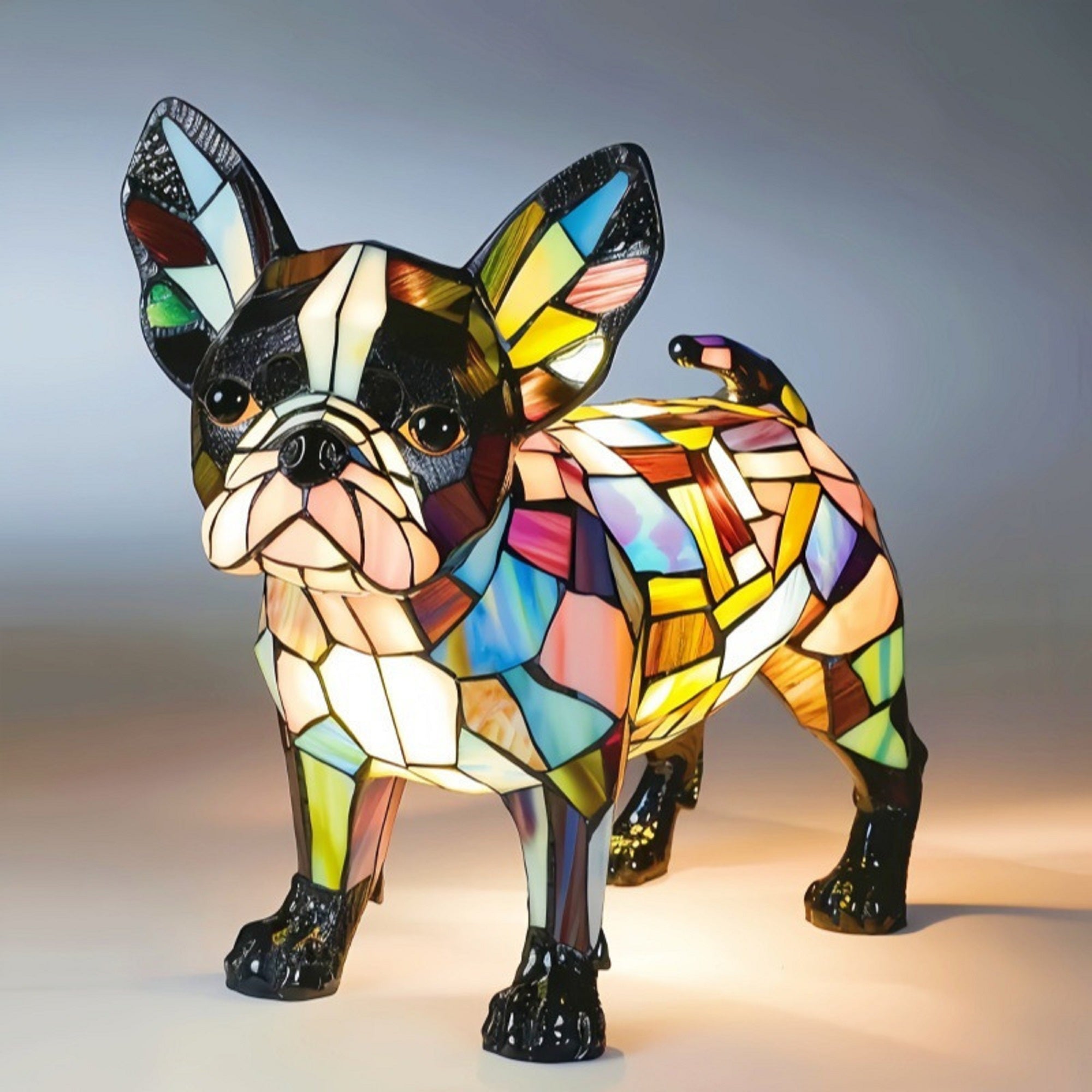 Stained-Glass Aesthetic Resin Dog Desk Lamp