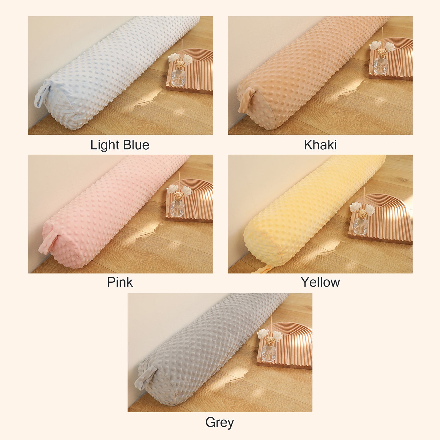 Long Round Minky Dot Huggable Bolster Body Pillow with Removable Washable Cover
