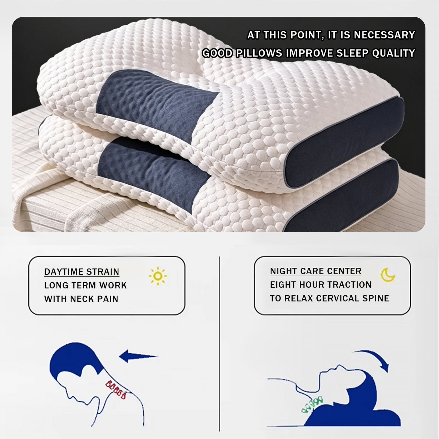 3D Bubble Knit Non-Collapse Ergonomic Partition Support Contour Pillow