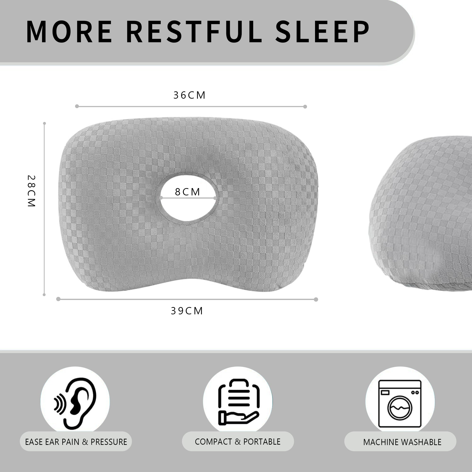 Ear Piercing Pillow for Side Sleepers,Ear Pressure Relief & Neck Support Design
