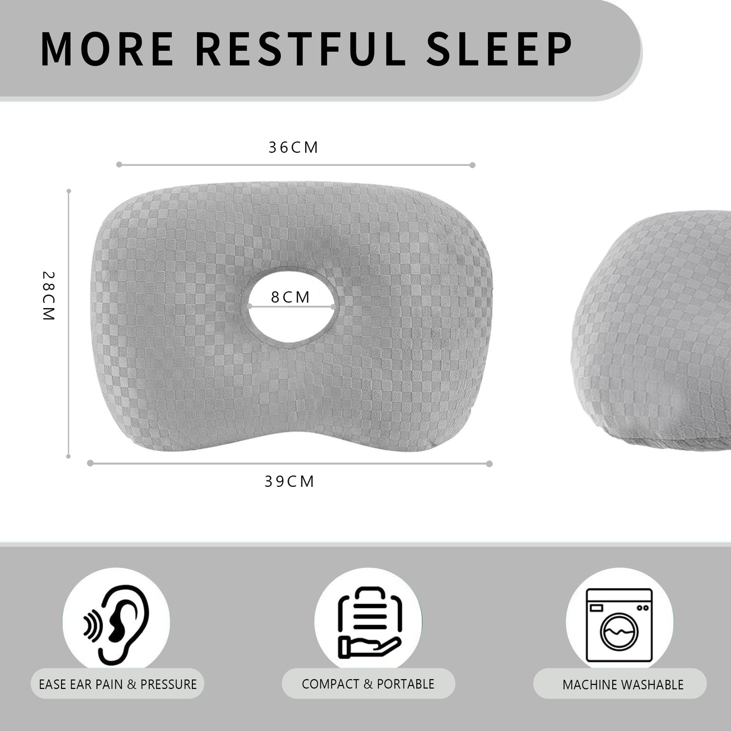 Ear Piercing Pillow for Side Sleepers,Ear Pressure Relief & Neck Support Design