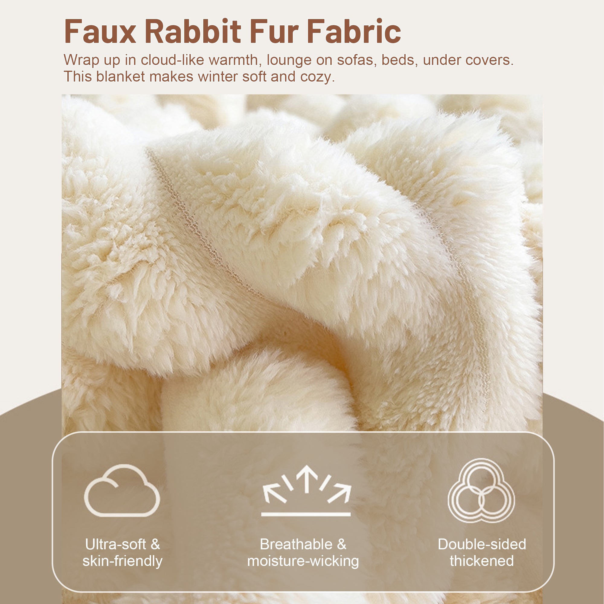 Fluffy Soft Warm Faux Rabbit Blanket