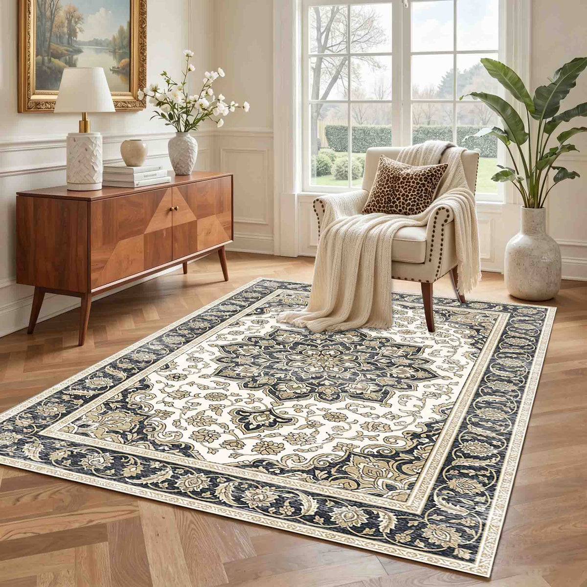 Vintage Boho Non Slip Washable Area Rug