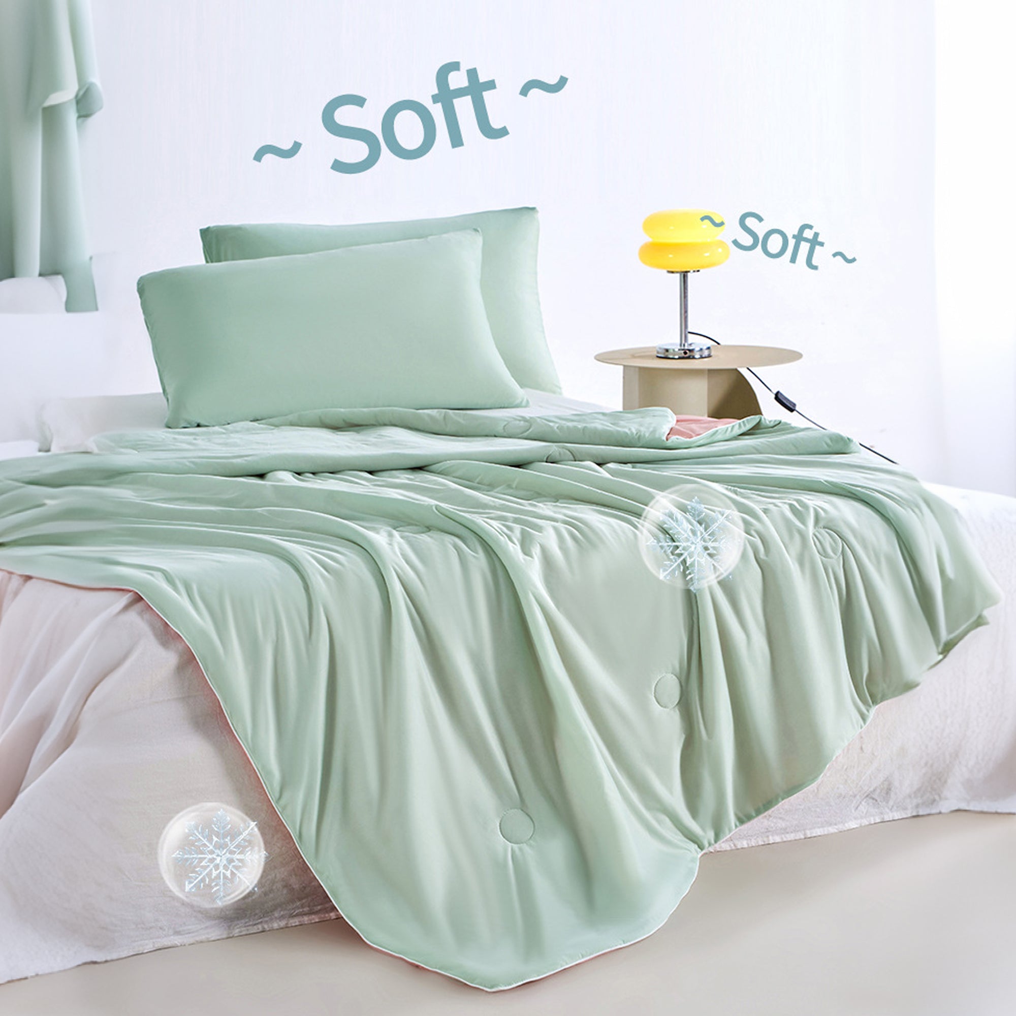 Double Sided Summer Quilt, Ultra Soft Cooling Blanket for Hot Sleepers