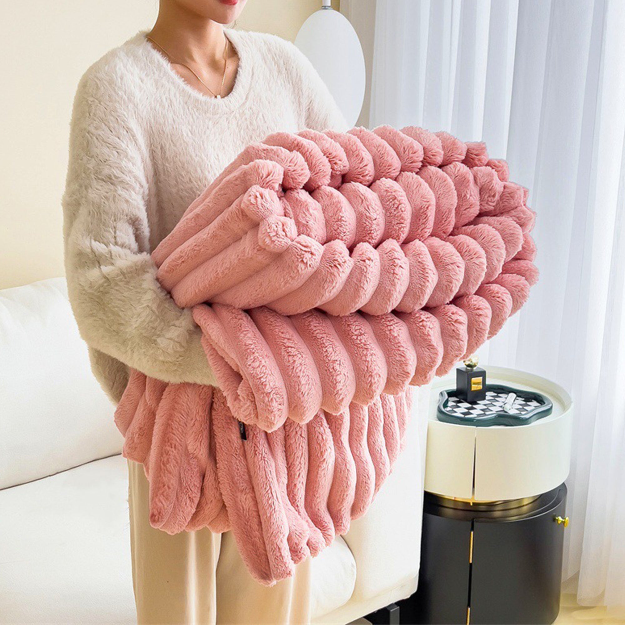 Fluffy Soft Warm Faux Rabbit Blanket