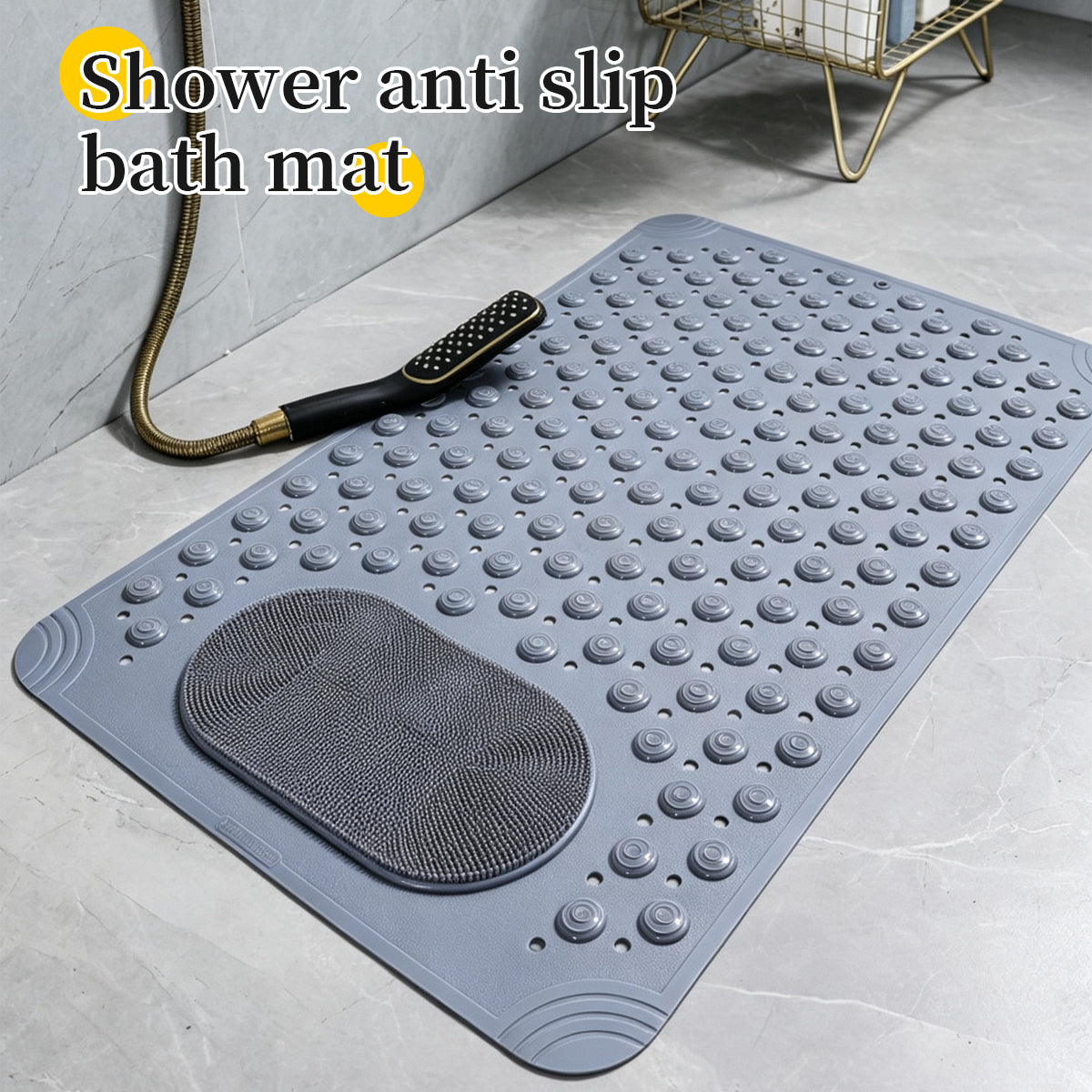 Liveonus Anti Slip Shower Mat With Foot Scrubber