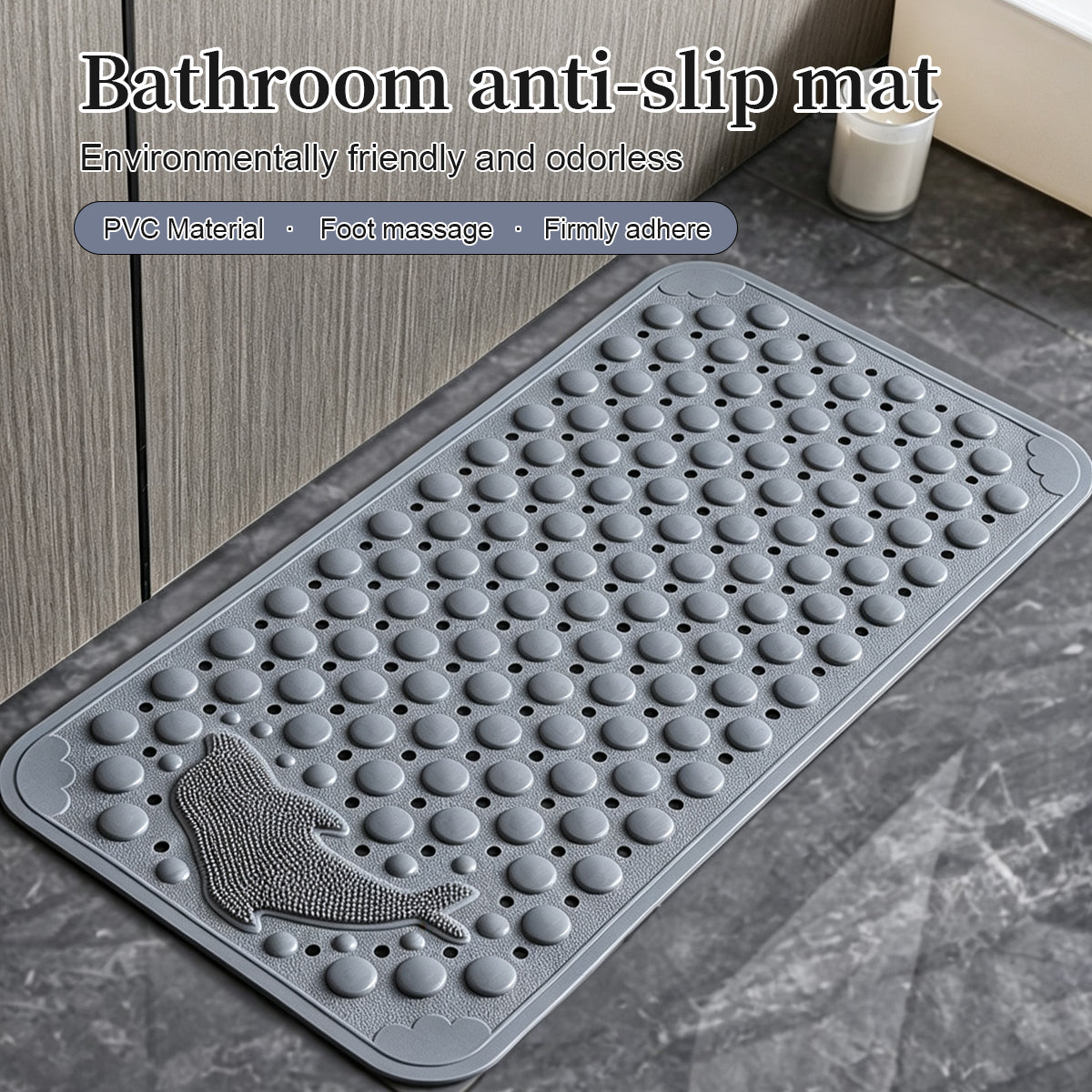 Liveonus Shower Mat Non Slip with Dolphin Foot Scrubber