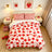 Liveonus Cute Pink Strawberry Print 3 Pieces Soft Lightweight Comforter Bedding Set