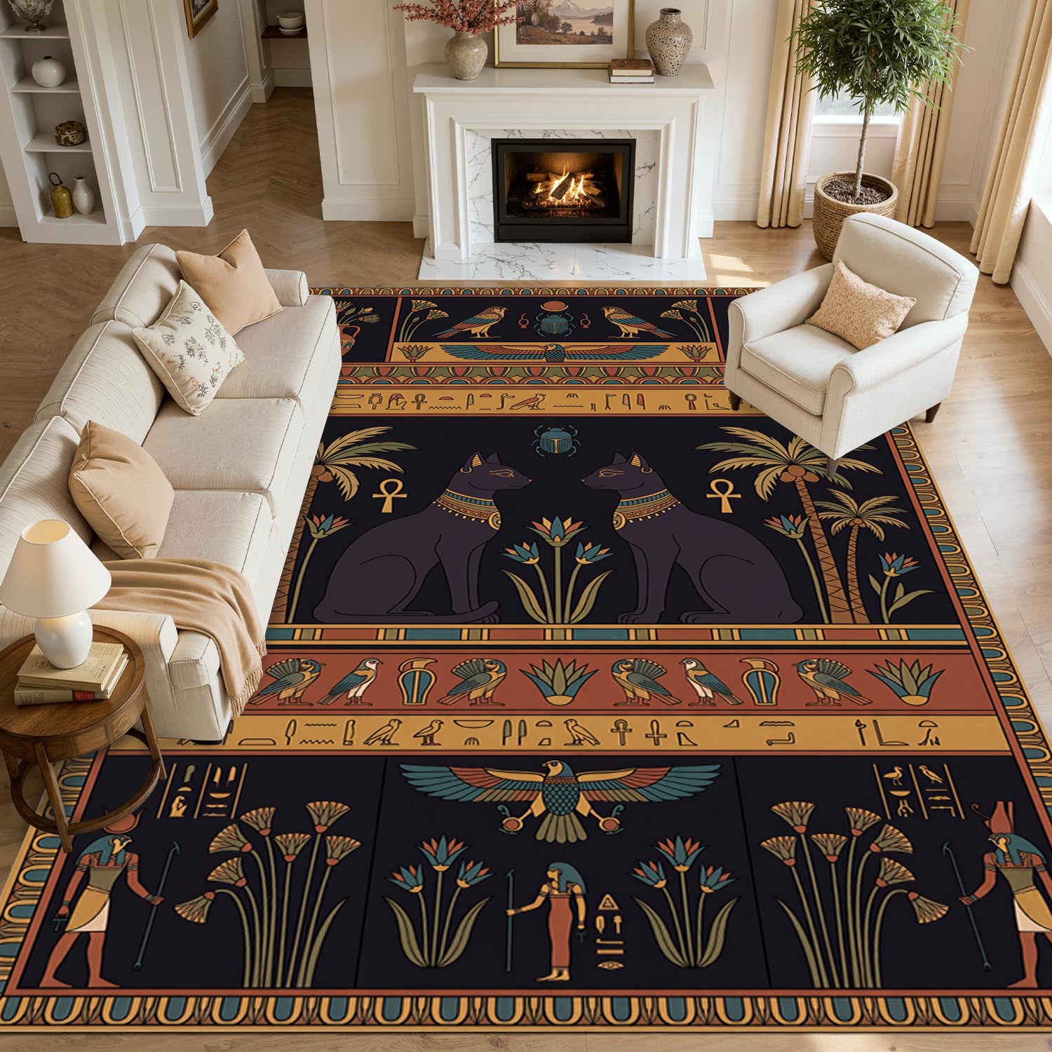 Vintage Ancient Egyptian Mythology Non-Slip Area Rug