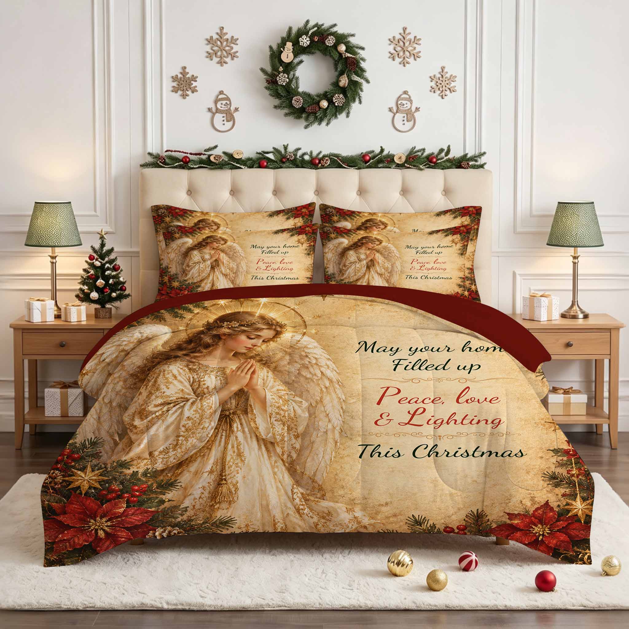 7-Piece Vintage Christmas Angel Comforter Set
