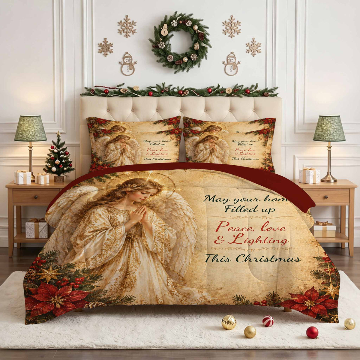7-Piece Vintage Christmas Angel Comforter Set