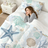 Liveonus 7 Pieces Coastal Ocean Seashell Starfish Comforter Set for All Season