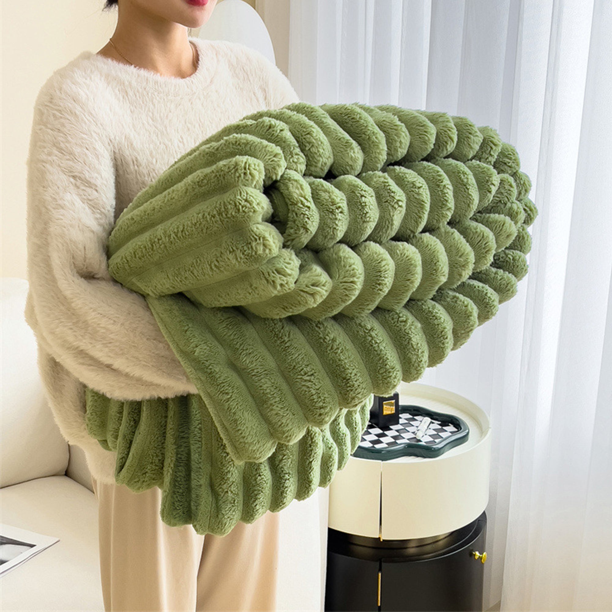 Fluffy Soft Warm Faux Rabbit Blanket
