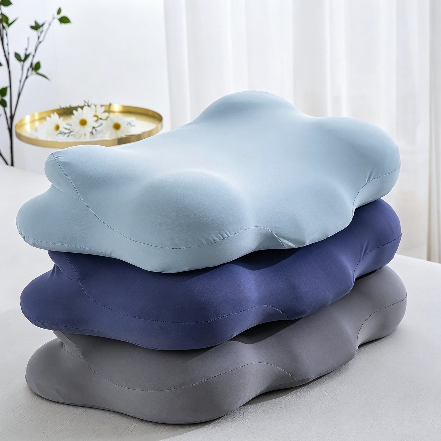 Ergonomic Cloud Contour Memory Foam Pillow with Arm Armrests