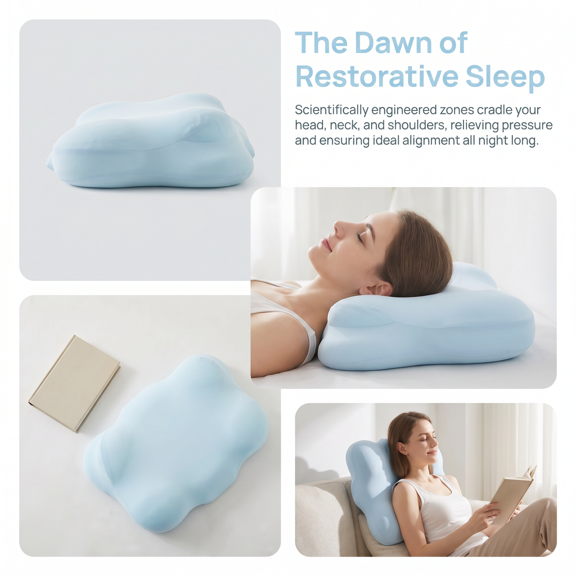 Ergonomic Cloud Contour Memory Foam Pillow with Arm Armrests