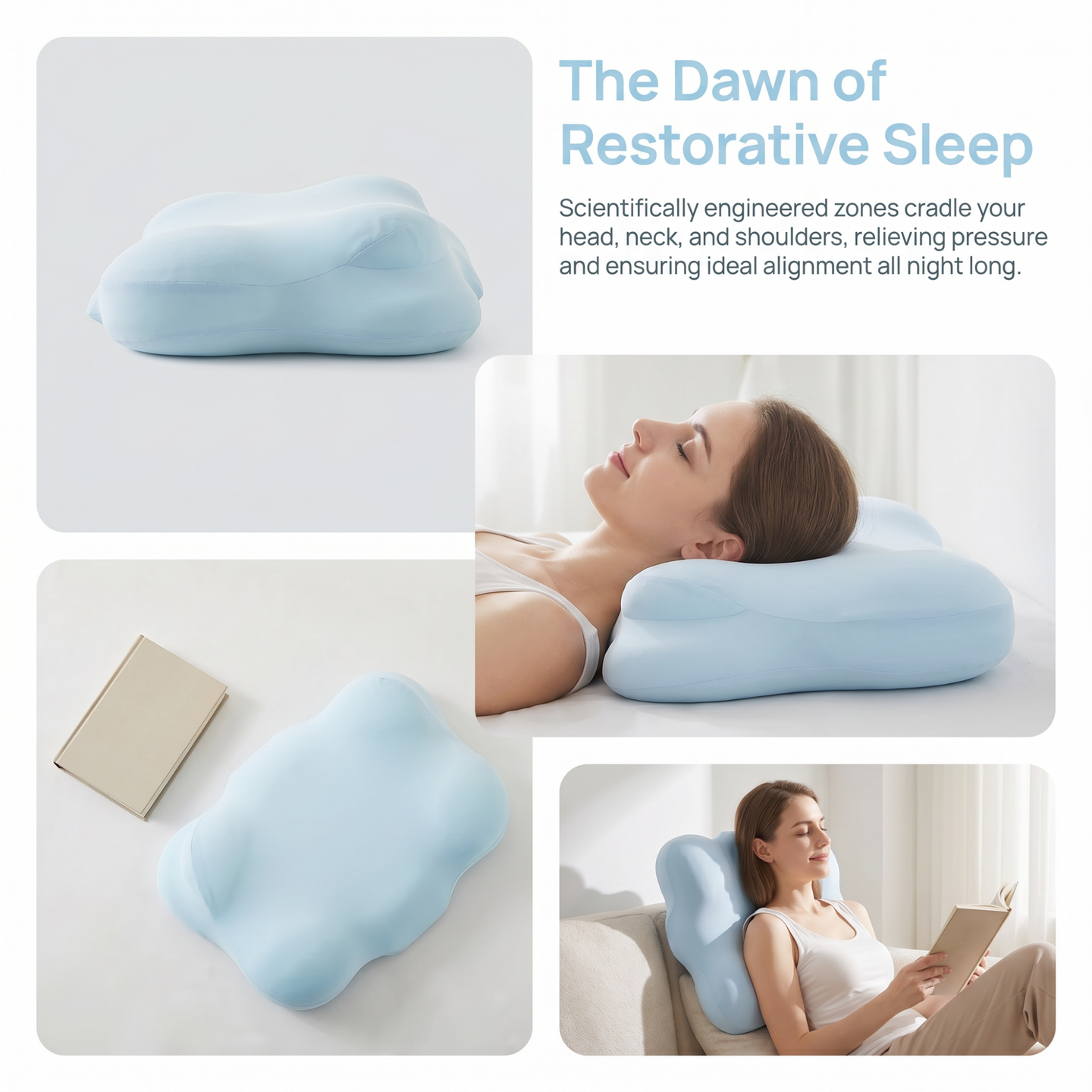 Ergonomic Cloud Contour Memory Foam Pillow with Arm Armrests
