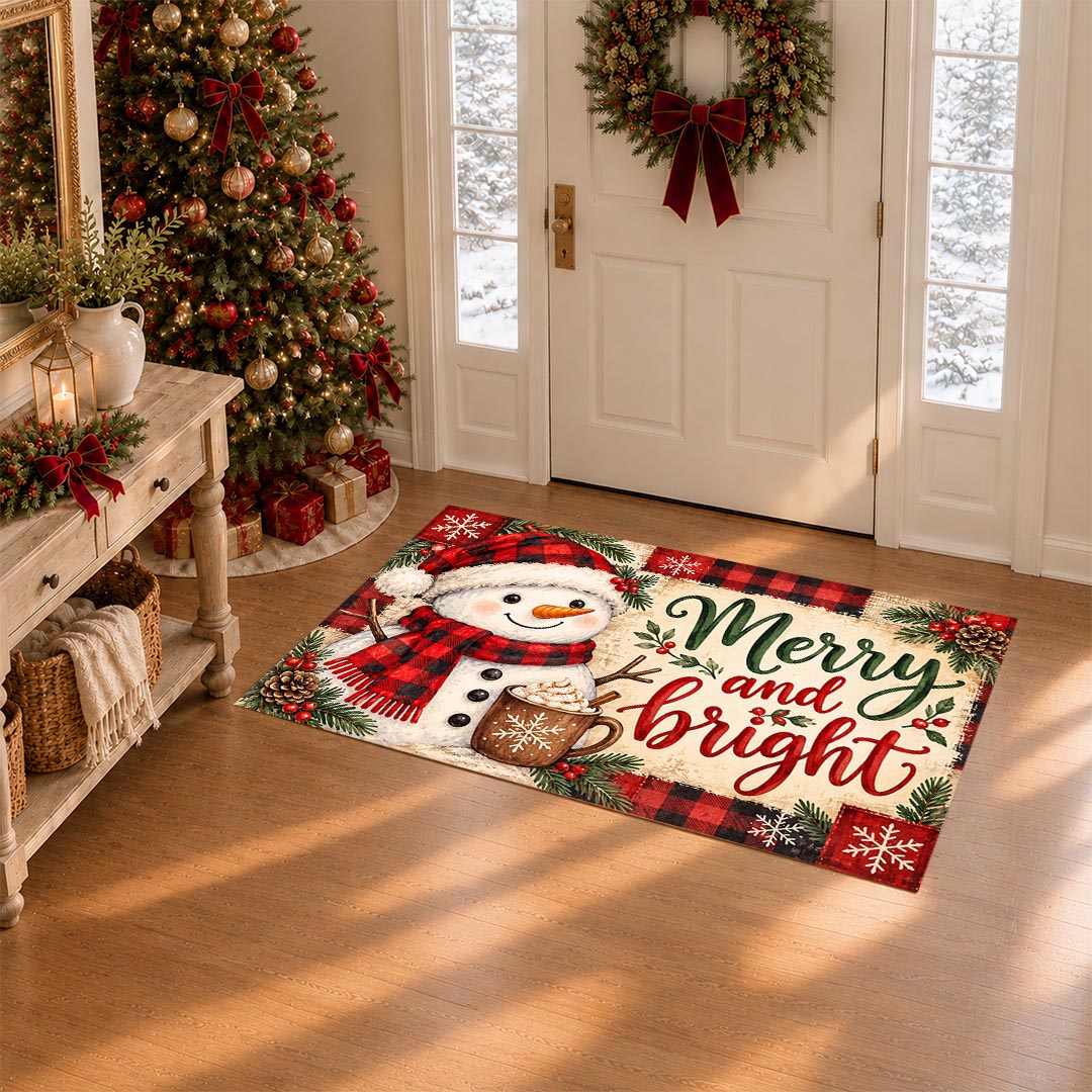 Snowman Christmas Non‑Slip Washable Area Rug