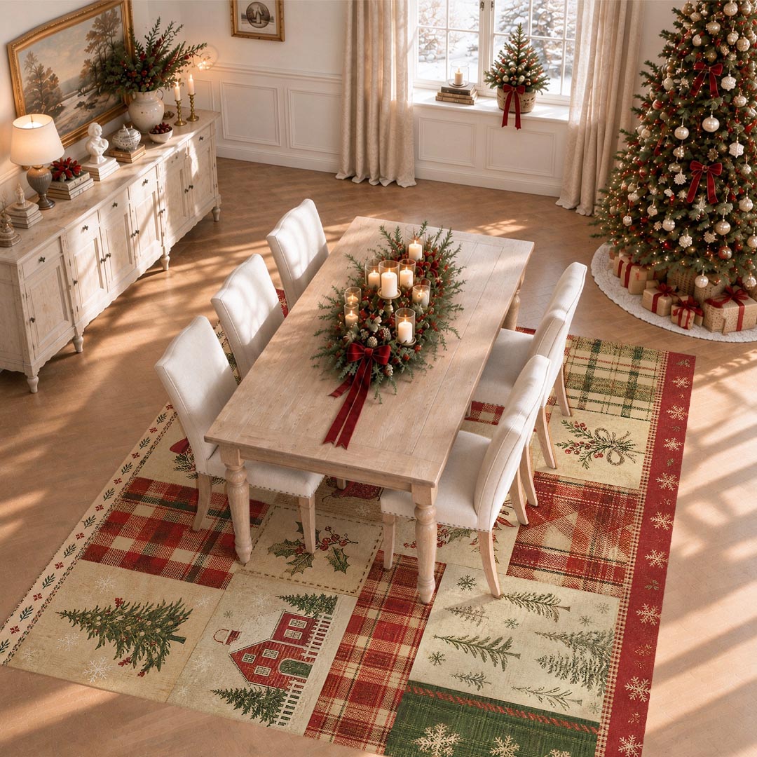 Vintage Christmas Non‑Slip Washable Area Rug