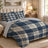 7-Piece Blue Plaid Comforter Set