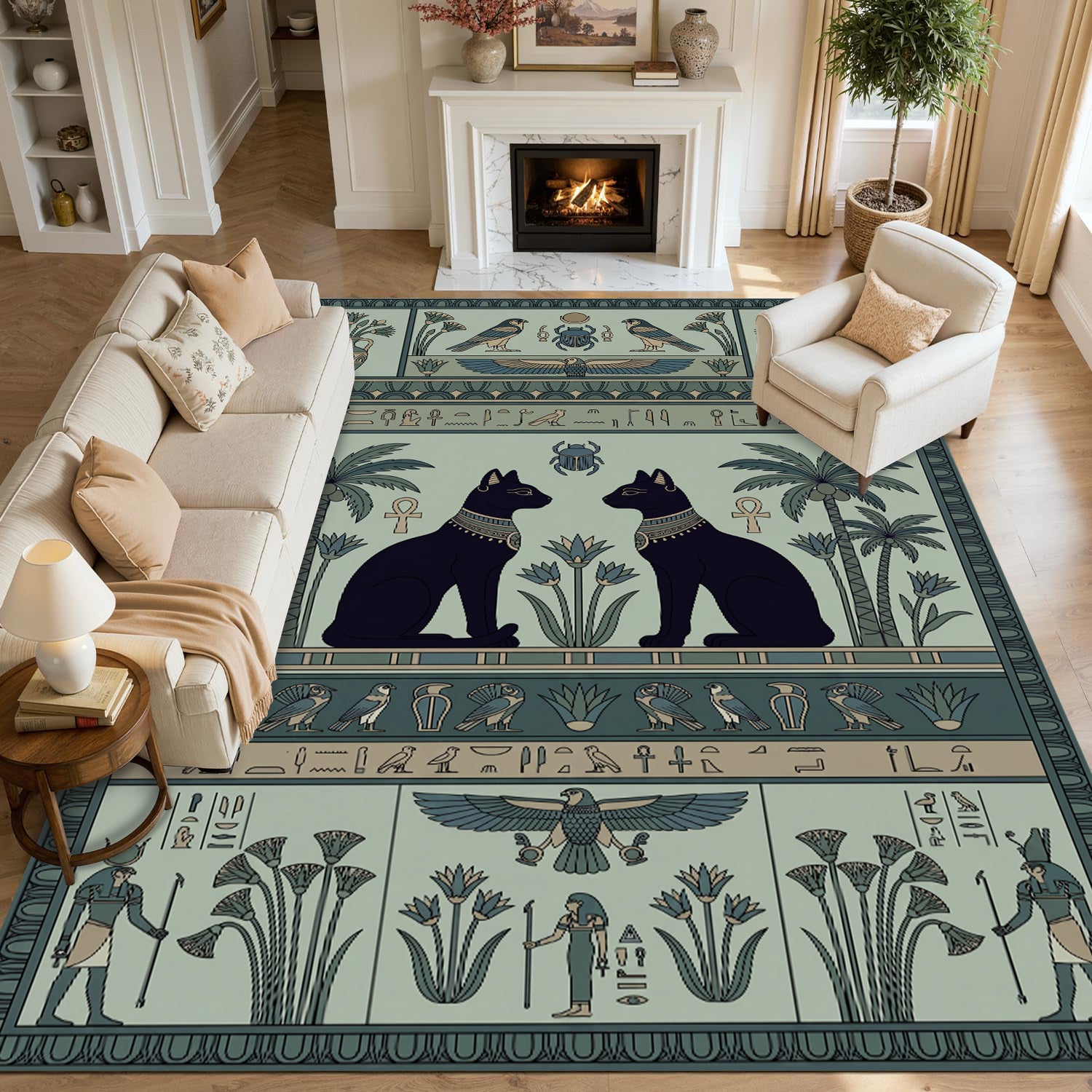 Vintage Ancient Egyptian Mythology Non-Slip Area Rug