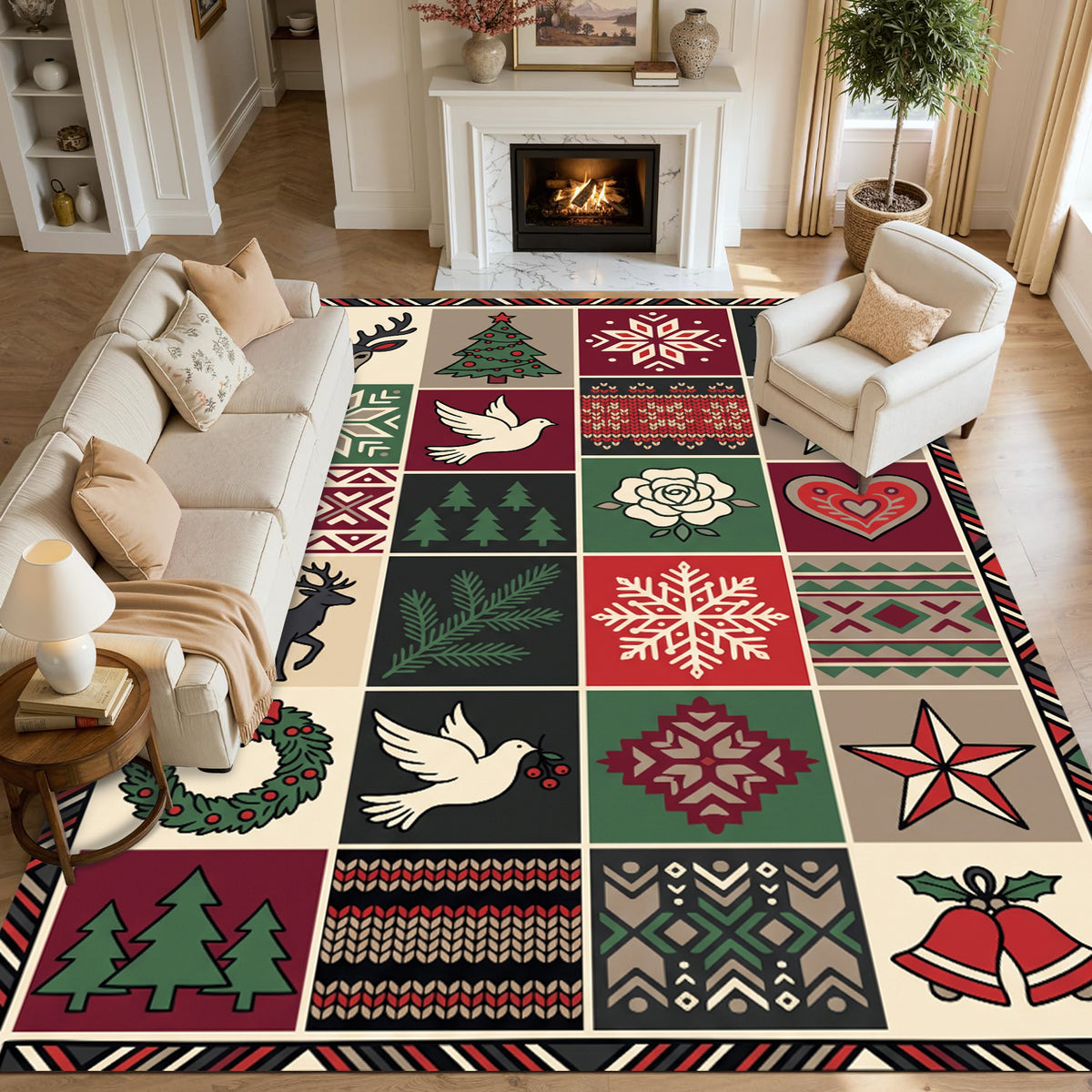 Liveonus Washable Christmas Area Rug for Home Holiday Decor