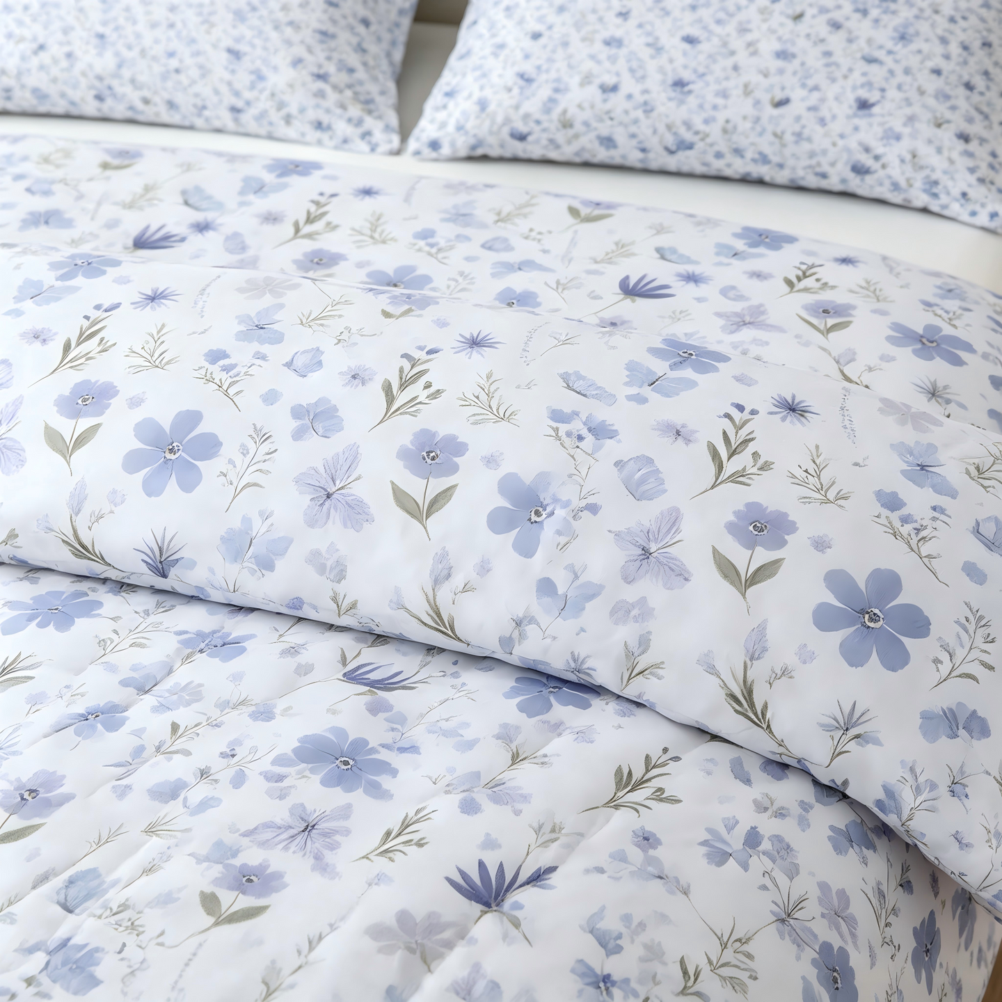 Liveonus Soft Lightweight Blue Butterfly Floral Comforter 3Pcs Bedding Set