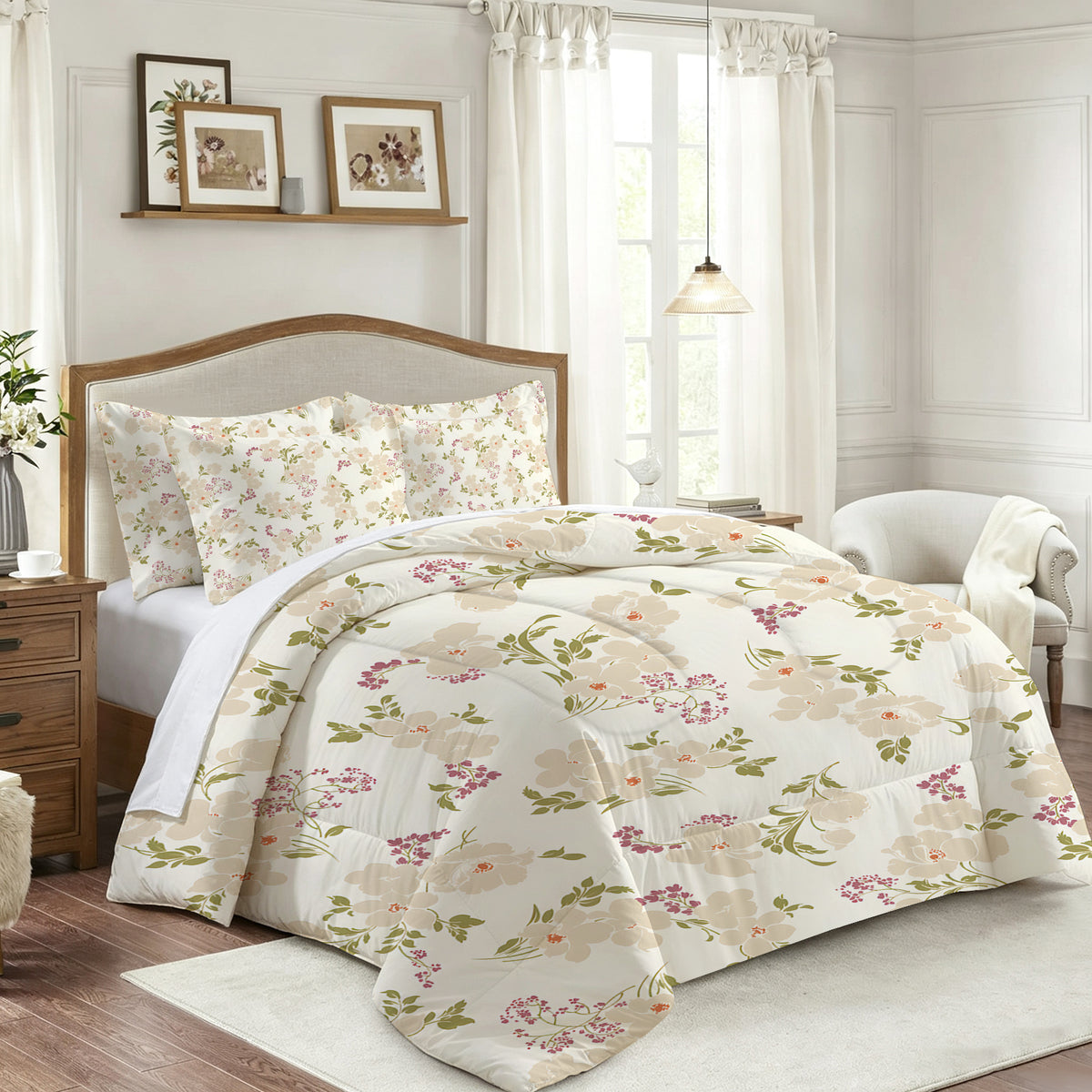 7-Piece Vintage Floral Comforter Set