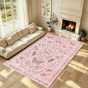 Liveonus Vintage Butterfly Insect Botanical Washable Area Rug