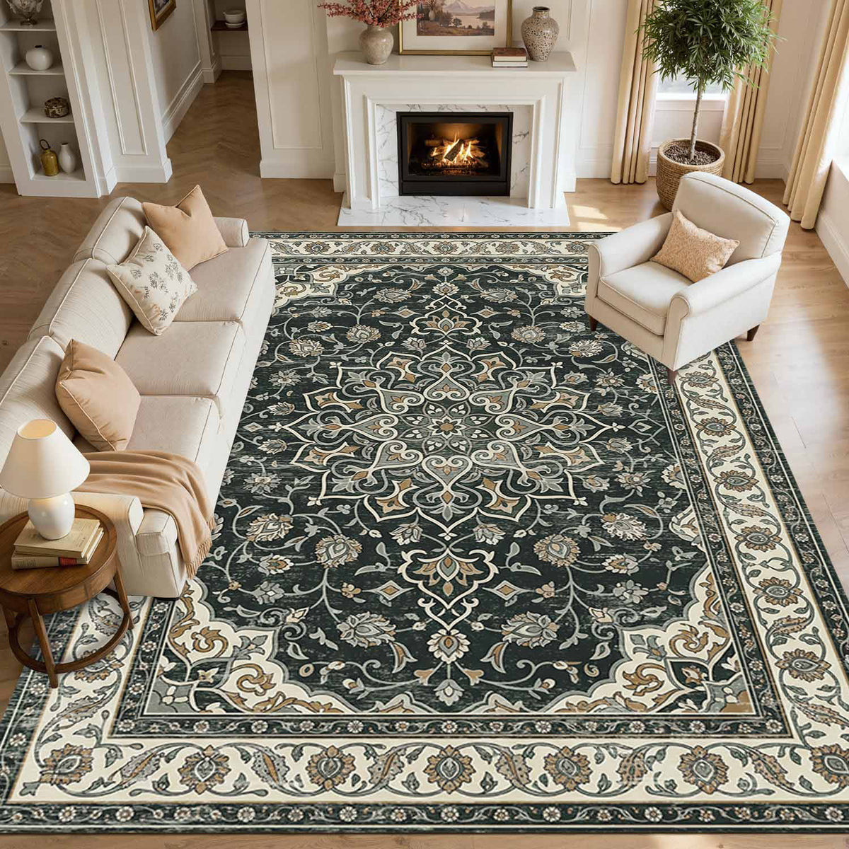 Vintage Boho Non Slip Washable Area Rug