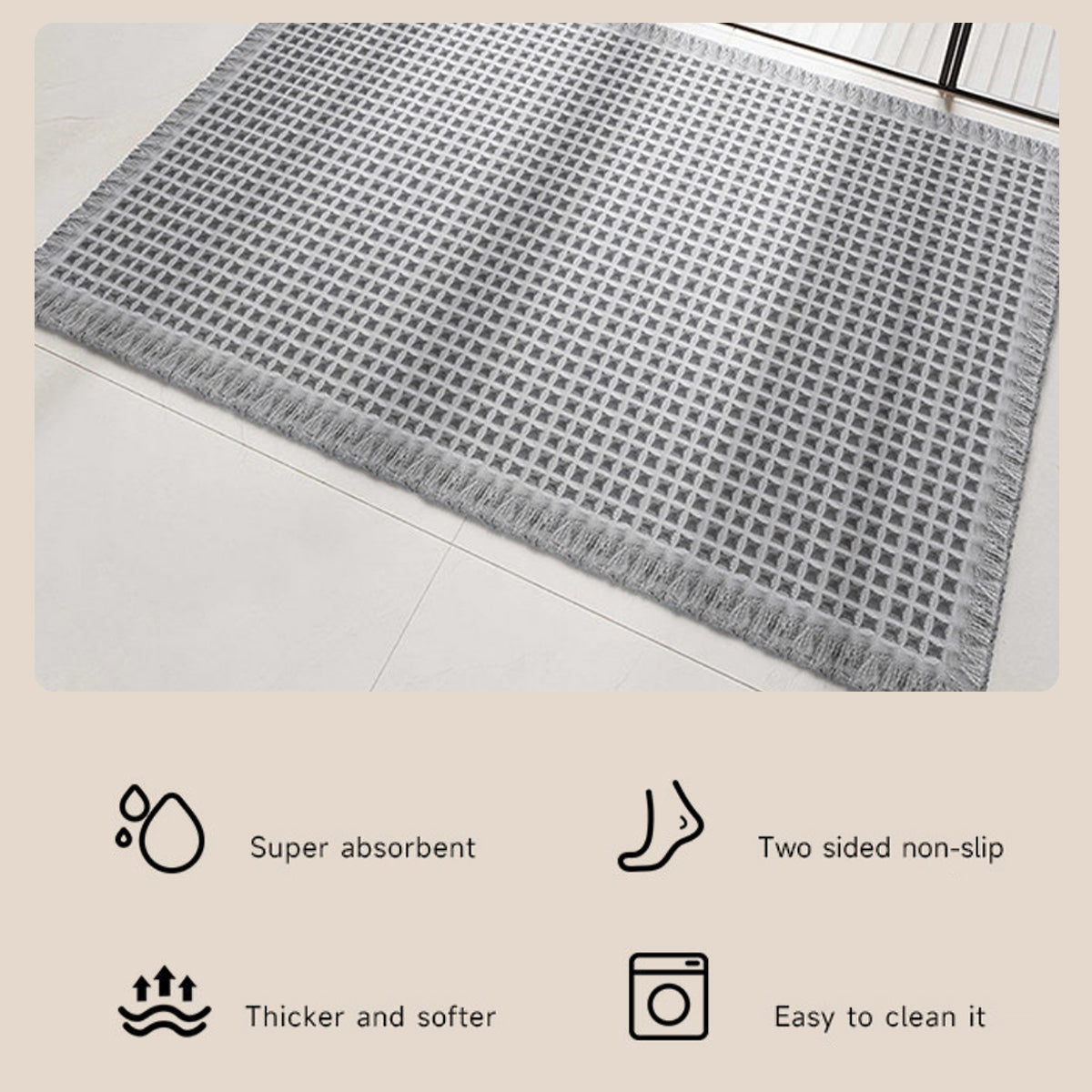 Liveonus Upgraded Waffle Weave Absorbent Non Slip Bath Mat