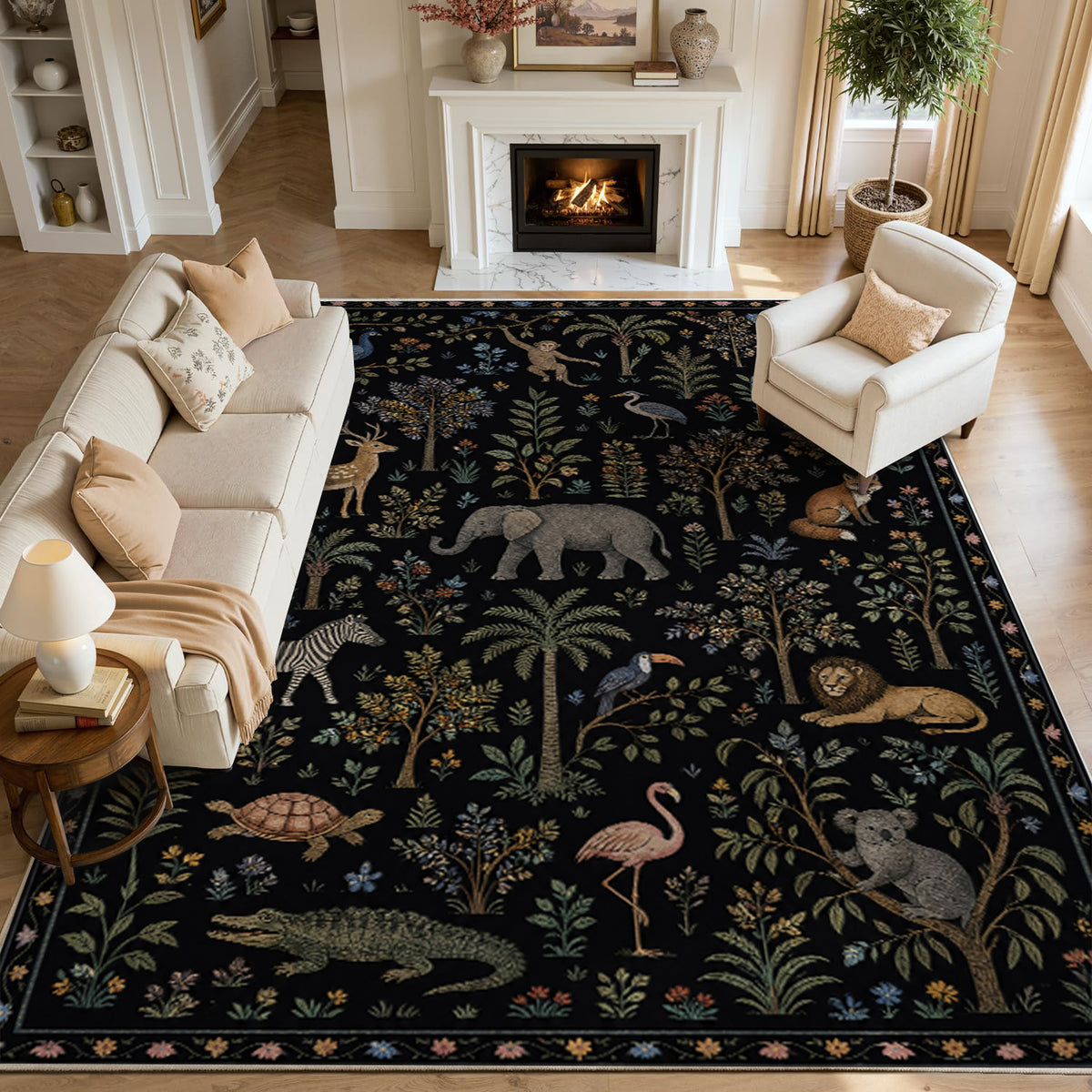 Vintage Animal Non Slip Washable Area Rug
