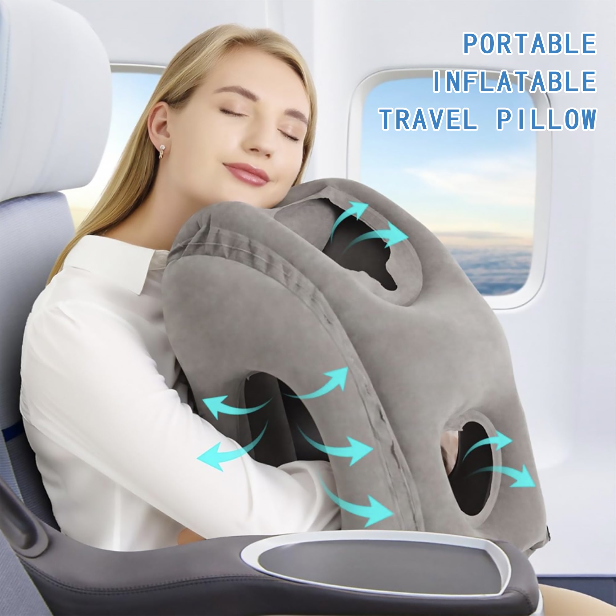 Ergonomic Forward-Leaning Inflatable Travel Pillow