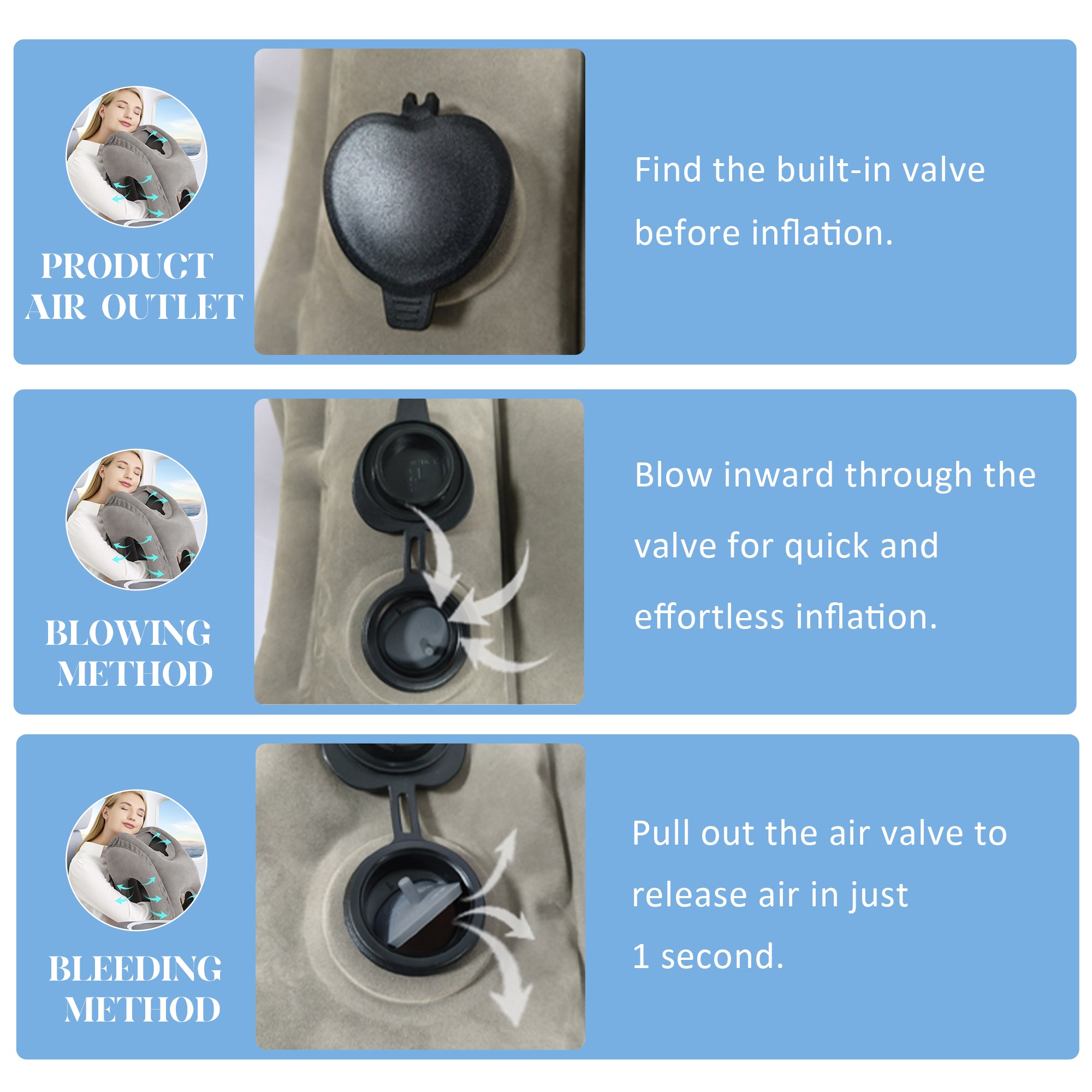 Ergonomic Forward-Leaning Inflatable Travel Pillow