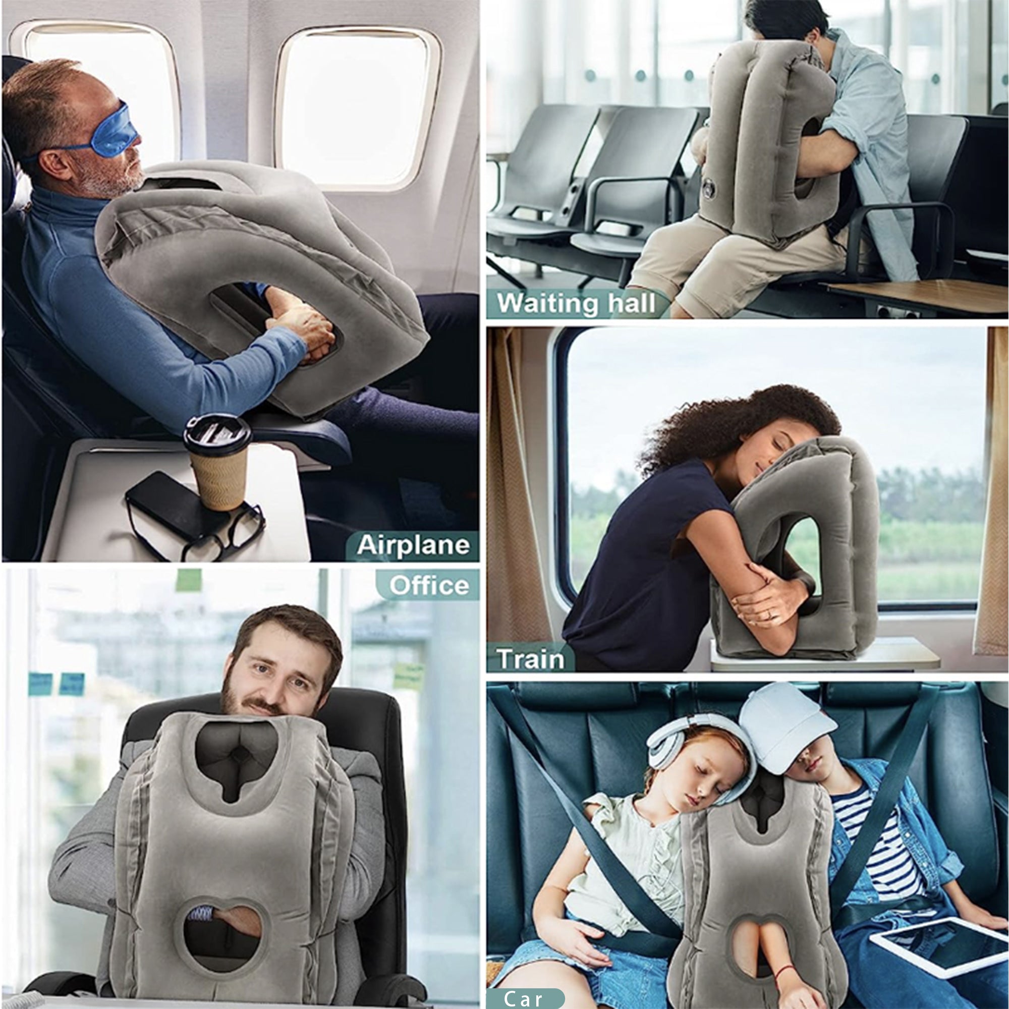 Ergonomic Forward-Leaning Inflatable Travel Pillow