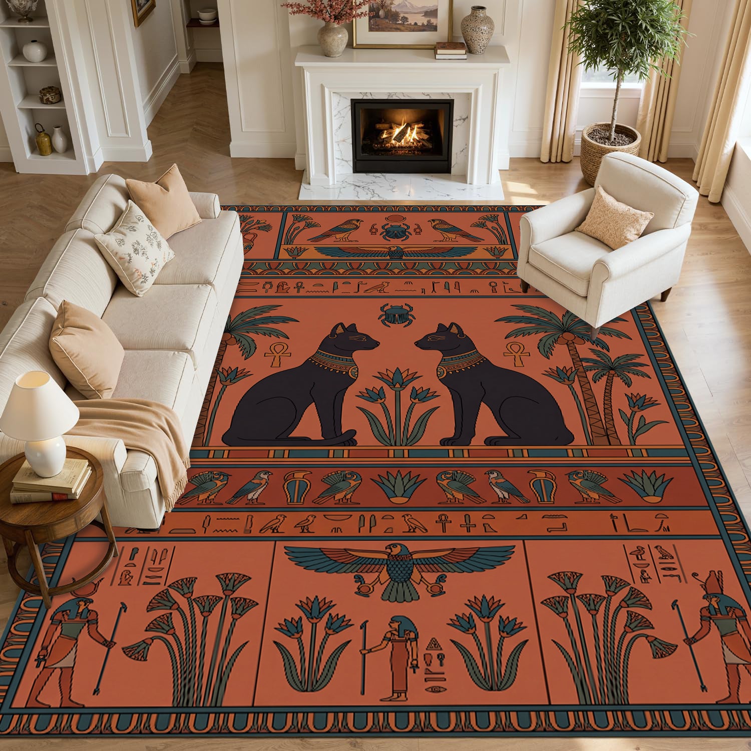 Vintage Ancient Egyptian Mythology Non-Slip Area Rug