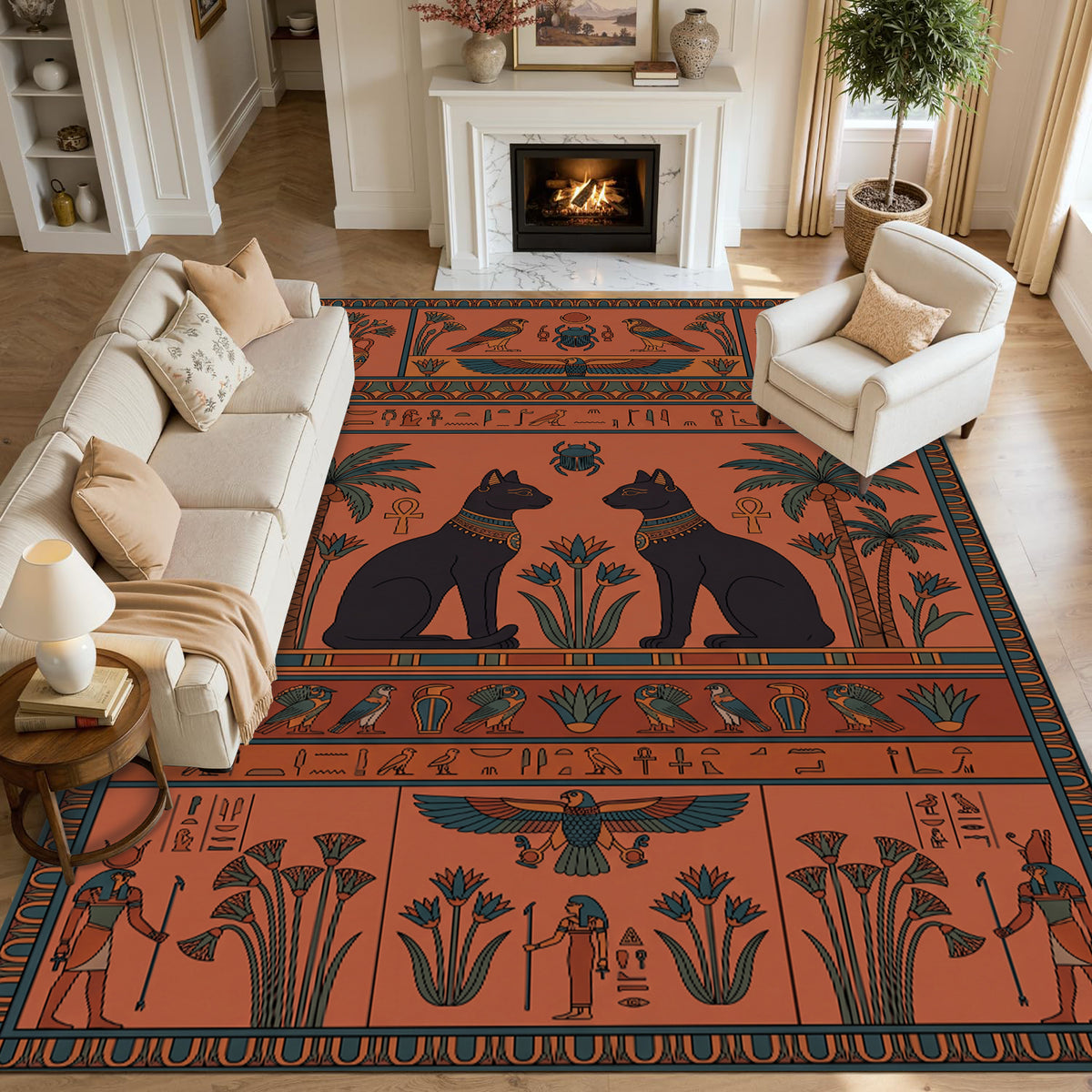 Vintage Ancient Egyptian Mythology Non-Slip Area Rug