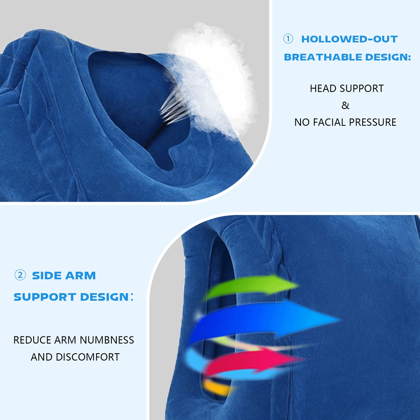 Ergonomic Forward-Leaning Inflatable Travel Pillow