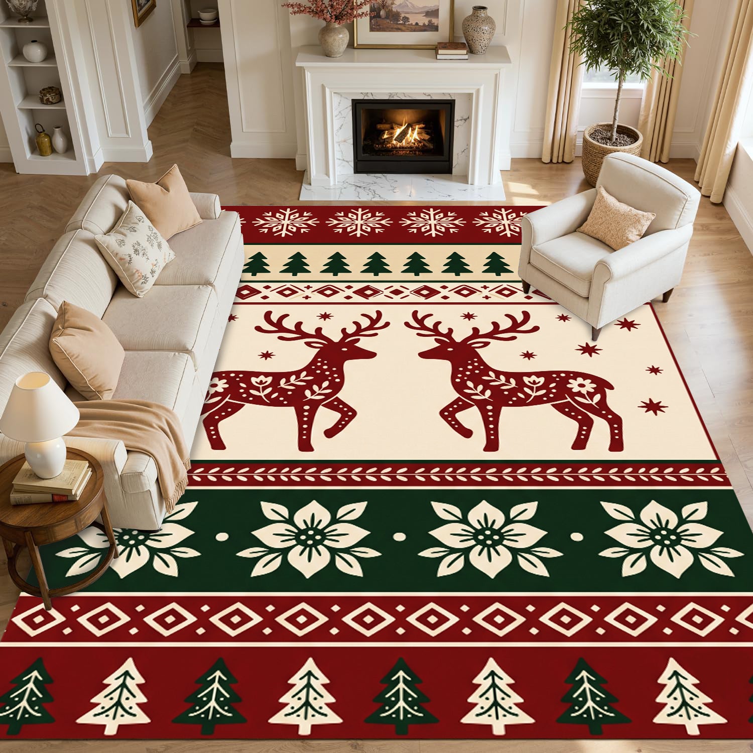 Liveonus Washable Christmas Area Rug for Home Holiday Decor