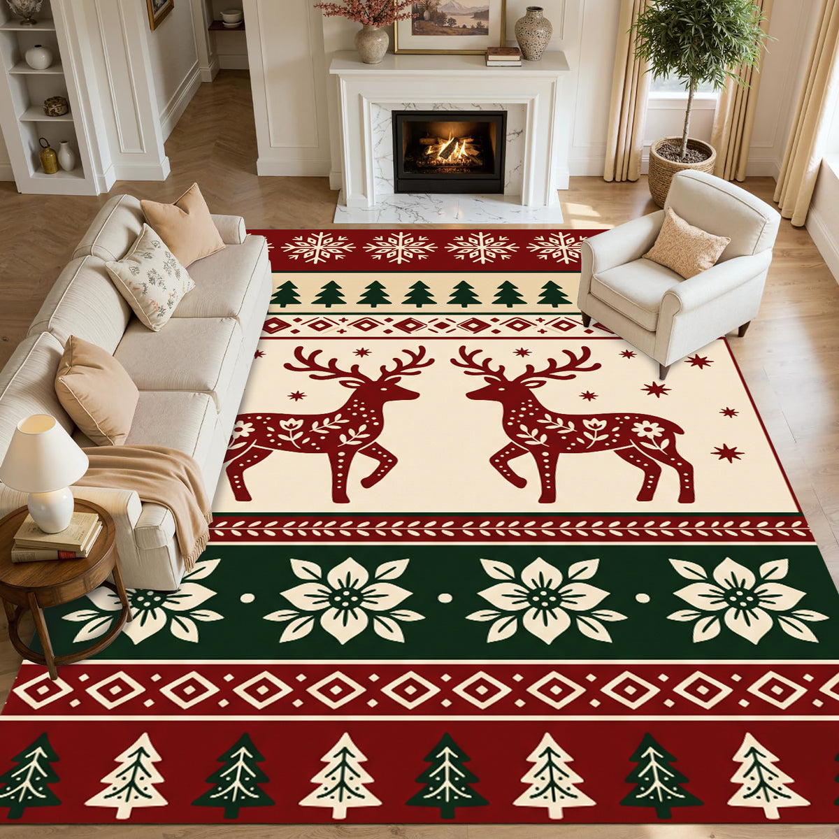 Liveonus Washable Christmas Area Rug for Home Holiday Decor