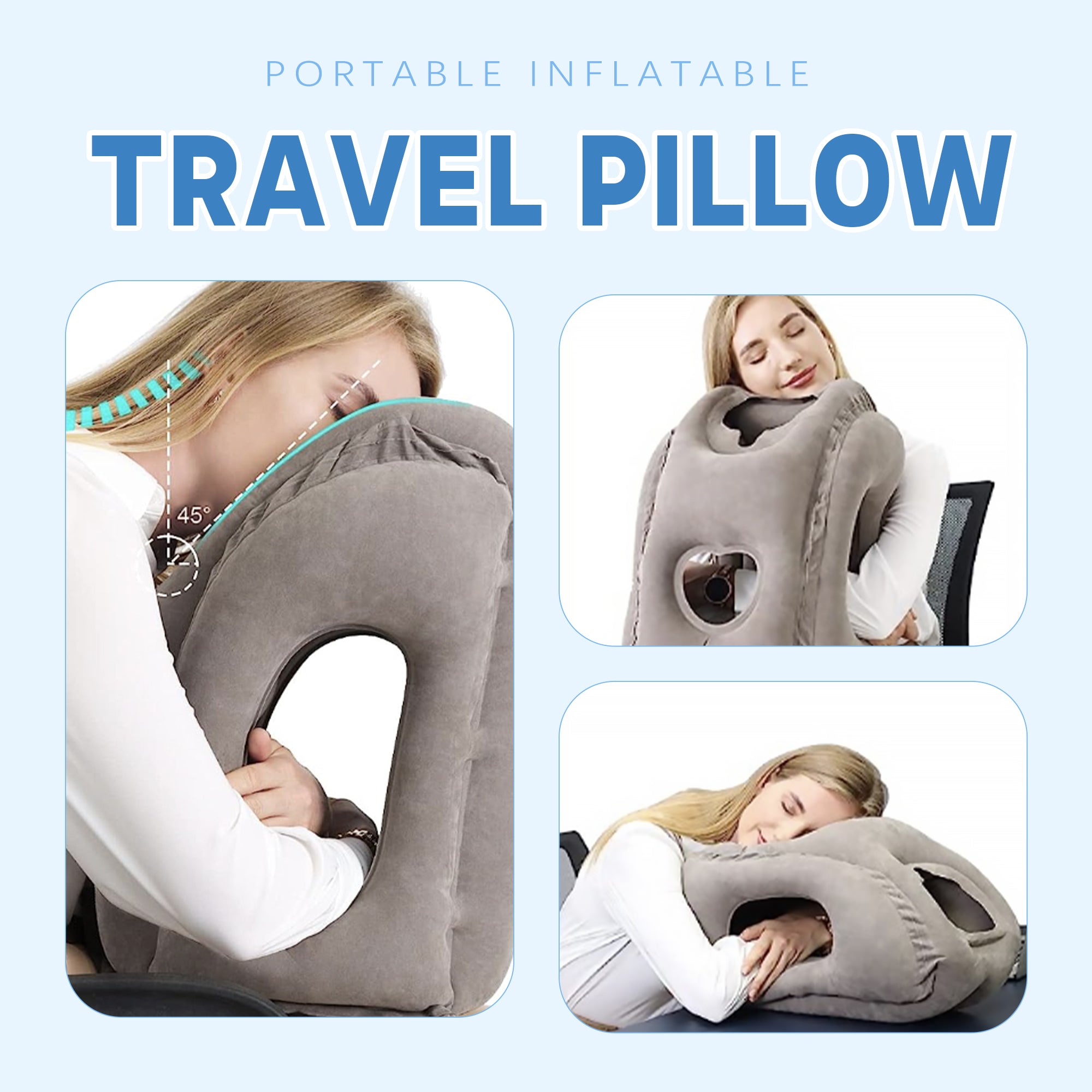 Ergonomic Forward-Leaning Inflatable Travel Pillow