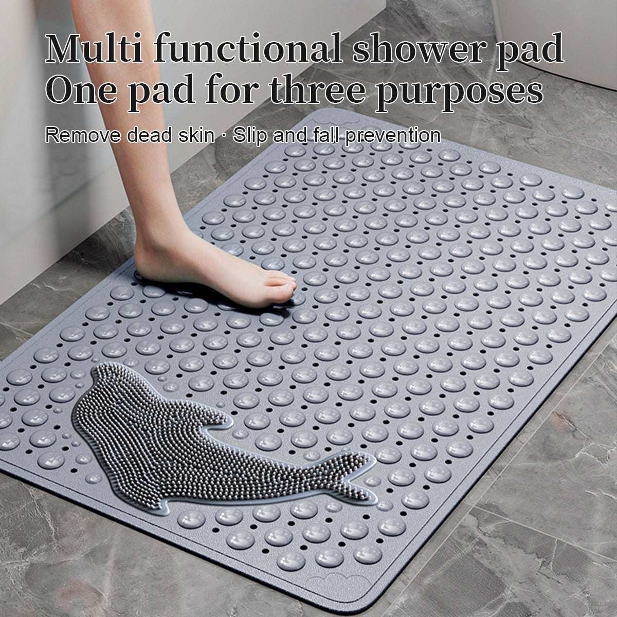 Liveonus Shower Mat Non Slip with Dolphin Foot Scrubber