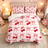 Liveonus 3 Pieces Pink Cherry Kawaii Bowknot Princess Comforter Set