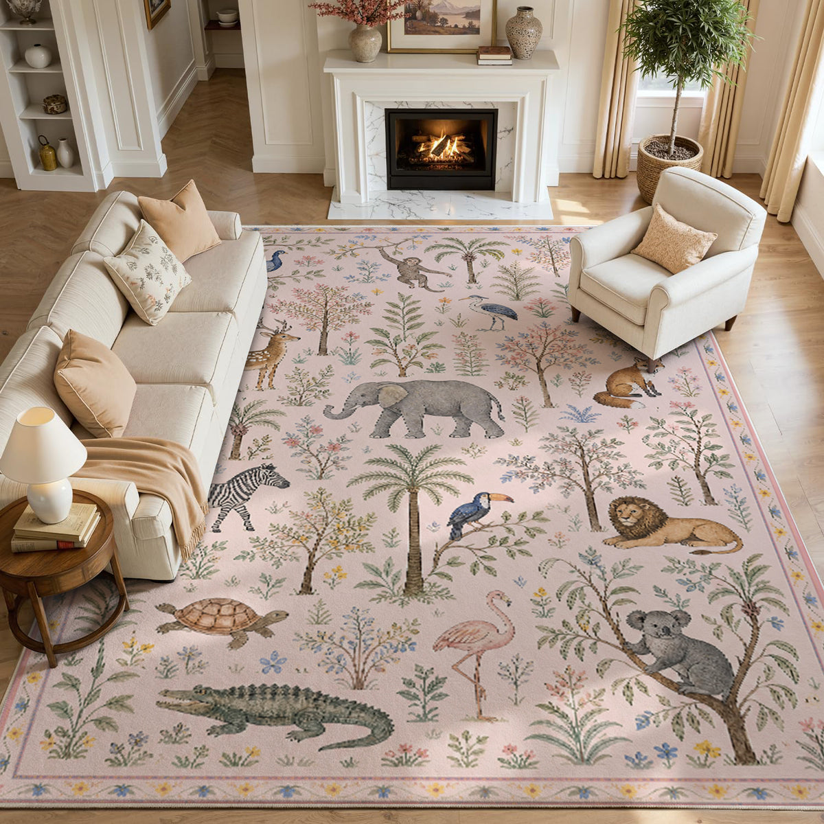 Vintage Animal Non Slip Washable Area Rug