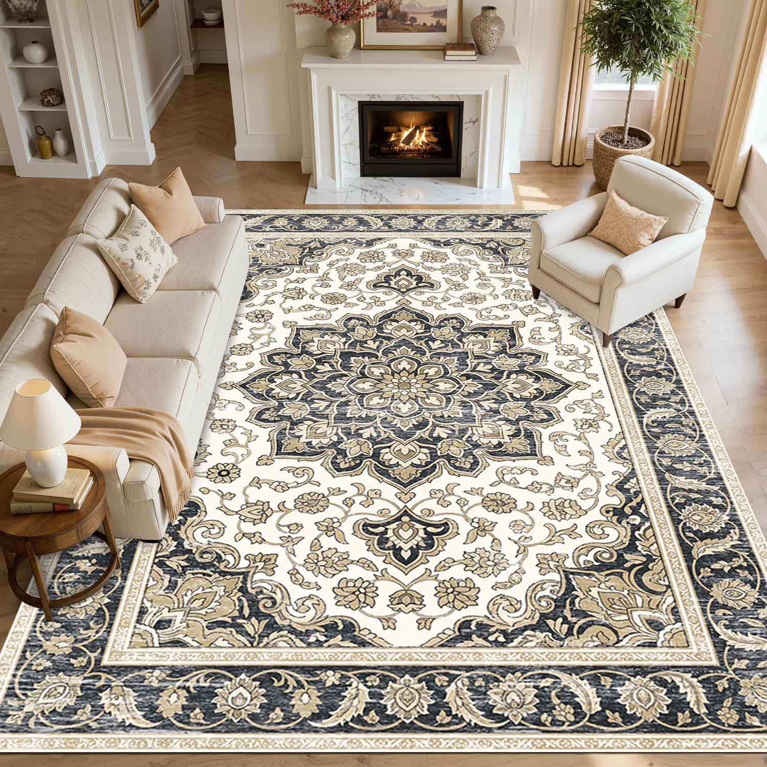 Vintage Boho Non Slip Washable Area Rug