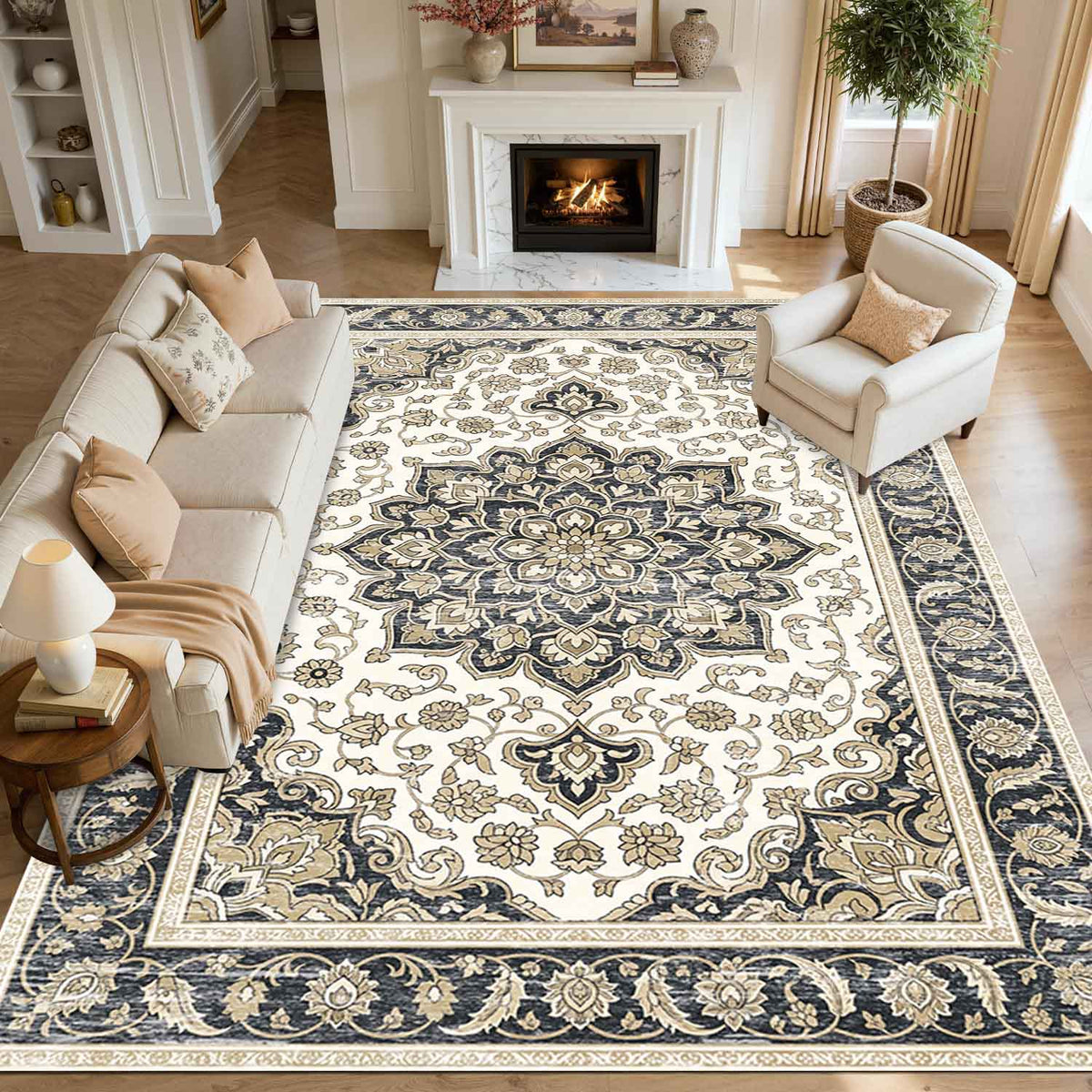 Vintage Boho Non Slip Washable Area Rug